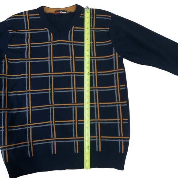 Vintage Captor Mens Navy Sweater Size XXL Window Pane Plaid Preppy Office Casual - Picture 7 of 8